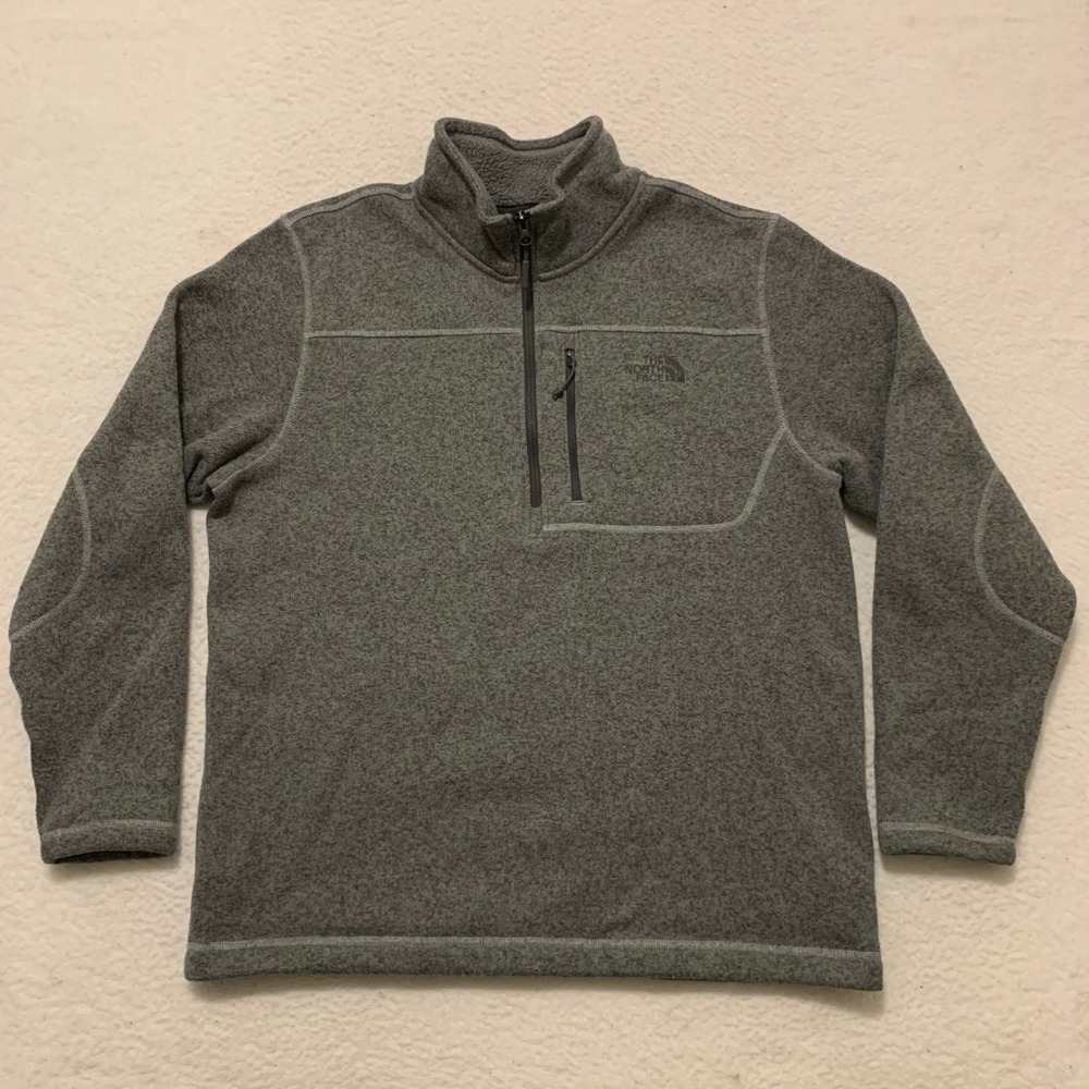 The North Face Gordon Lyons 1/4 Zip Fleece Pullover Mens XL Sweater Knit Gray